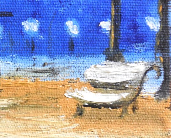 Night In winter park miniature painting