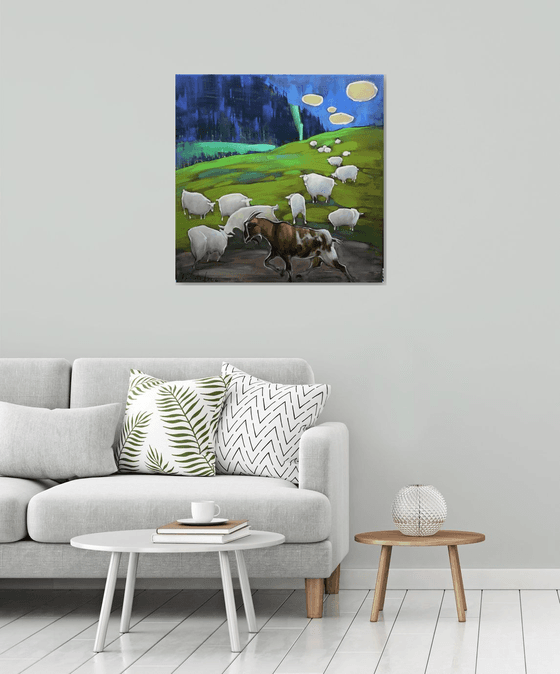 A random passerby. Mountain landscape