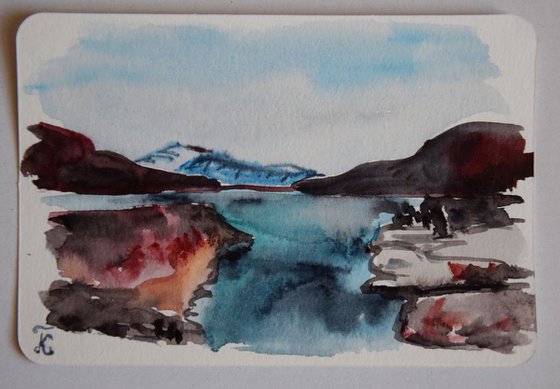 Set of 8 cards - original watercolor sketches from Norway