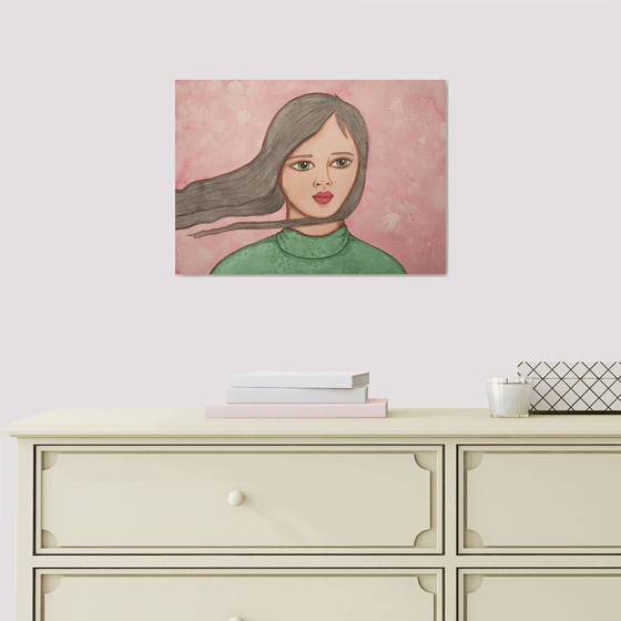 Pink & Green Portrait