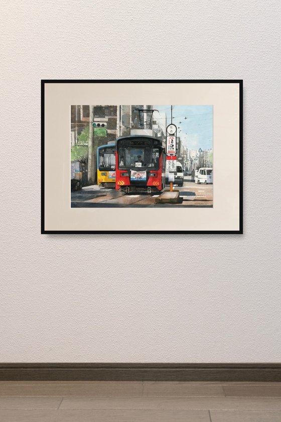 Two Trams at the Station