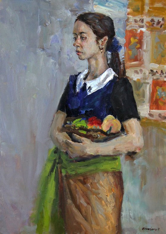 Girl with fruit