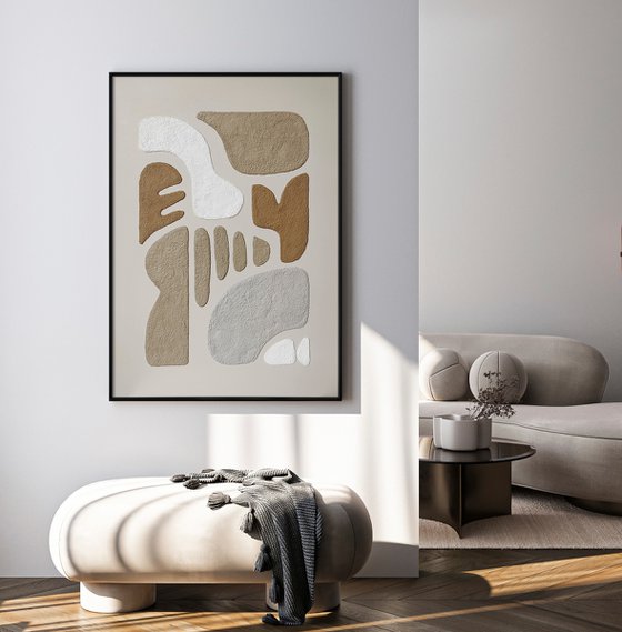 "Brown Rye 3" Brown high textured abstract