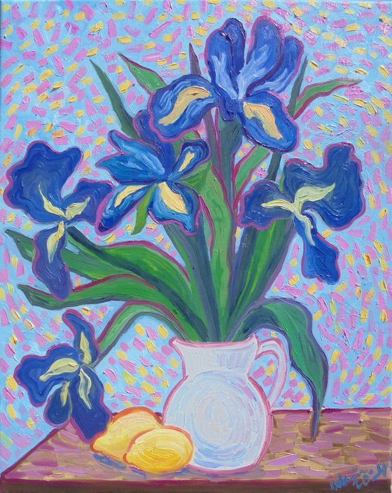 Flower Vase - Irises 5 SOLD