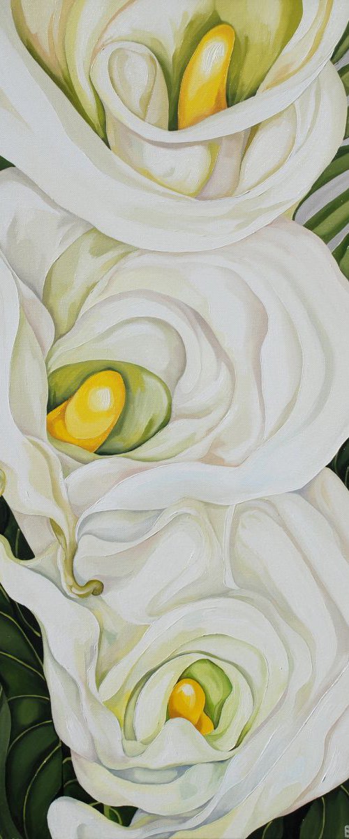 Cala Lilies with Palm by Jo Beer