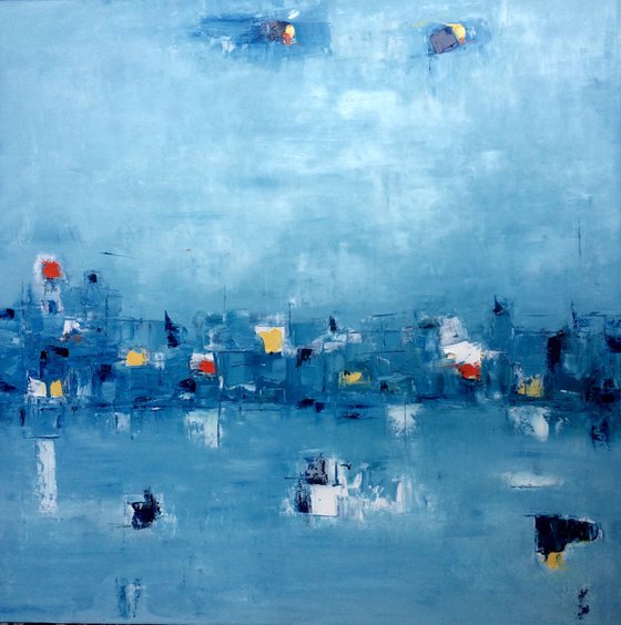 La Laguna. (The Lagoon) 70X70 cm. Abstract Painting.