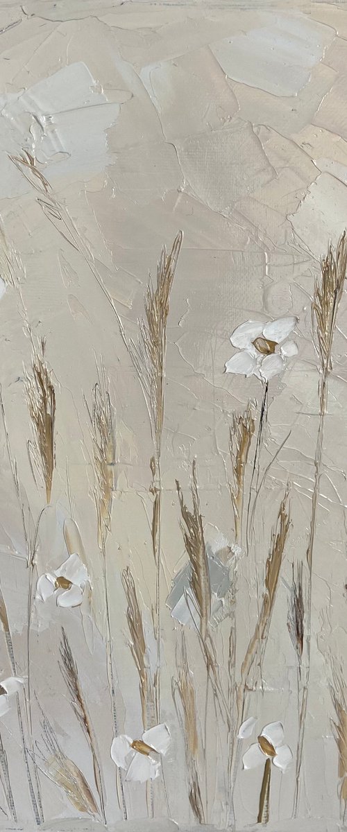 Oil painting “Summer field 4” impasto art 22x28cm 9x11inch by Leysan Khasanova