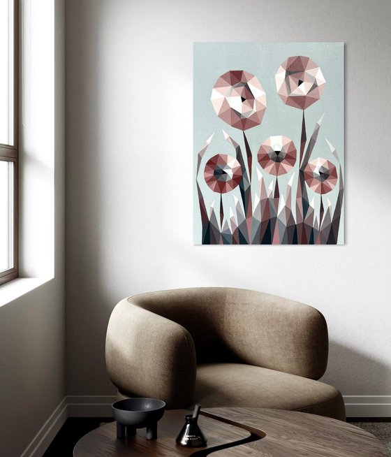 TERRACOTTA ABSTRACT FLOWERS IN SILENT SPACE