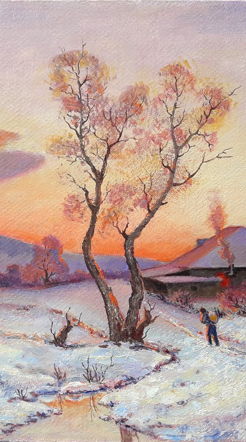 Warm winter (60X80cm, oil painting, ready to hang) by Sergey Xachatryan