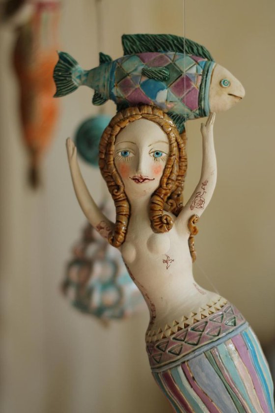 Underwater Baroque Project - Mermaid. Hanging sculpture.