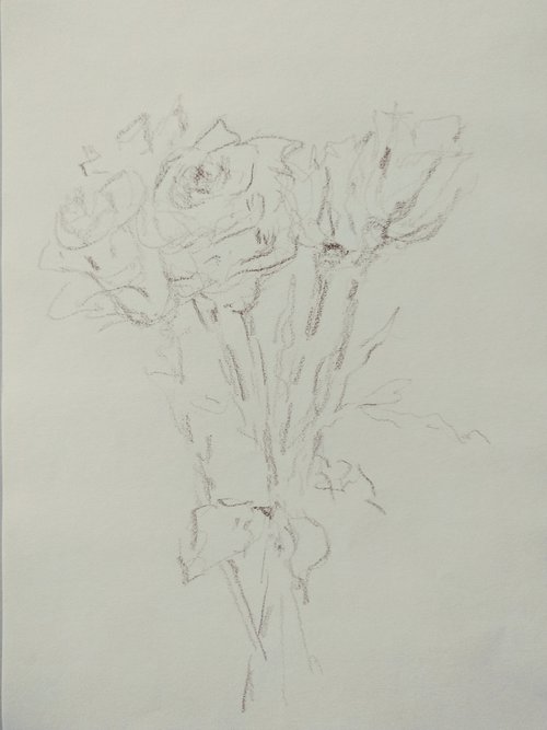 Roses #3. Original pencil drawing by Yury Klyan