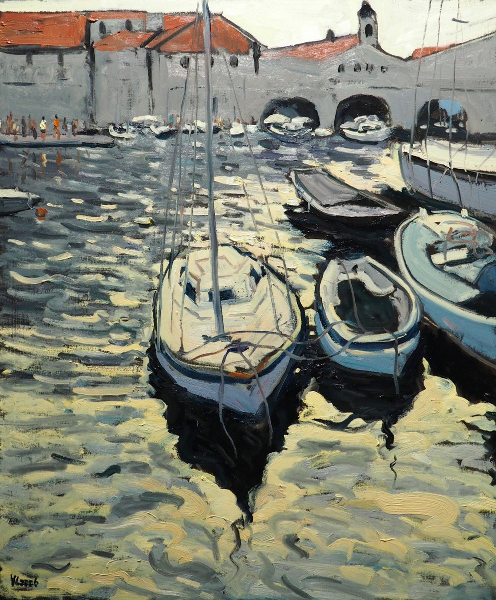 The City Harbour In Dubrovnik By Yuanyuan Liu, 21 X 26, Artwork For Sale On Artfinder