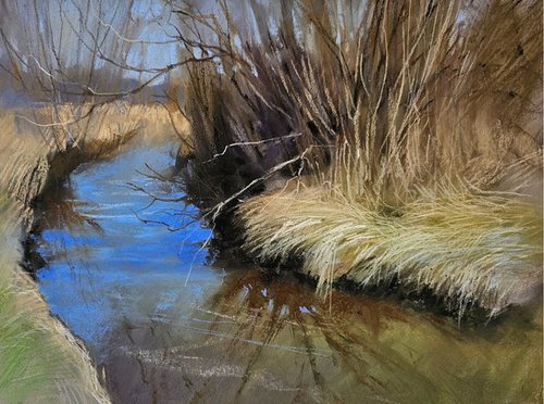 Dry Grass over the river by Elena Genkin