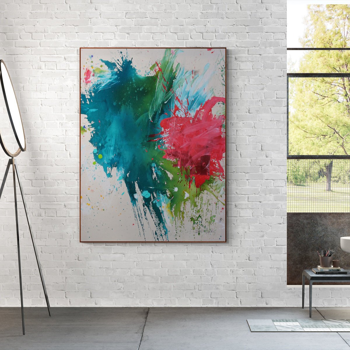 Expressive Abstract Painting By Daniela Schweinsberg, 47 X 63, Sent You Flowers Iii, Original Artwork