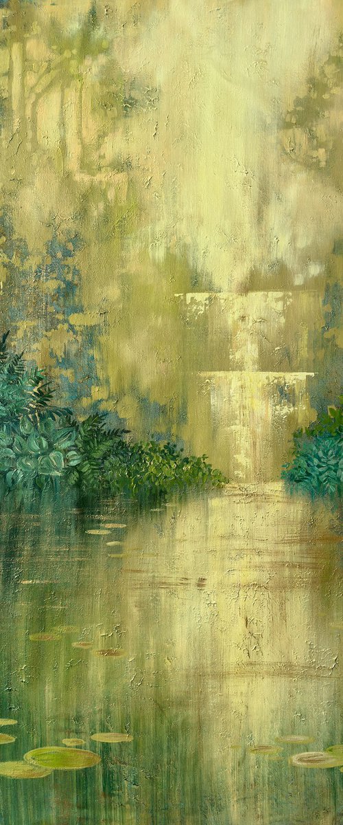 Green Pond By The Waterfalll by Ekaterina Prisich