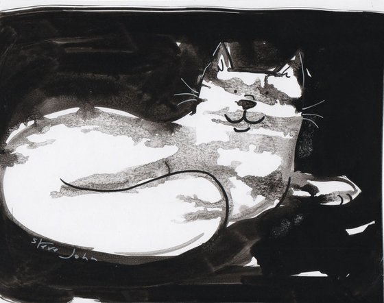 Sam the cat, Ink with ink washes