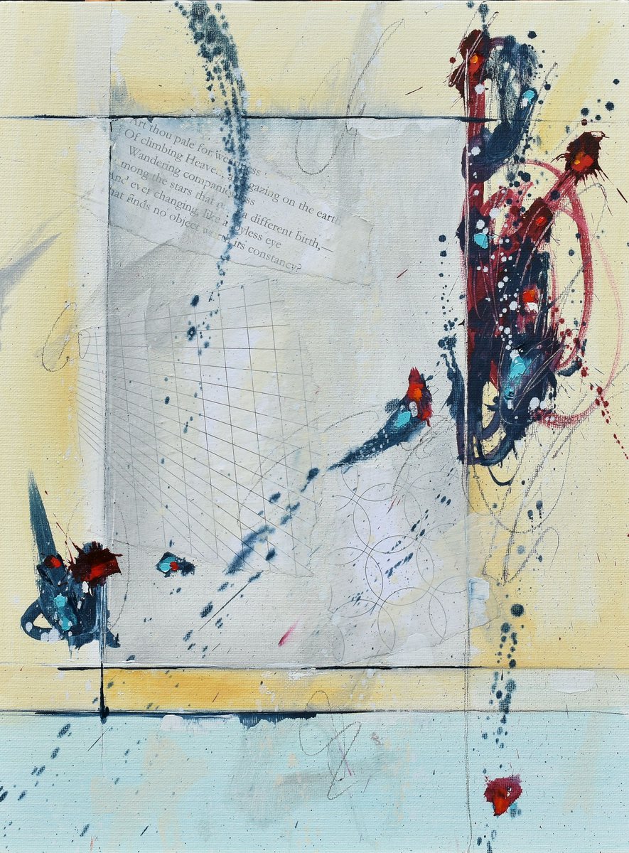 Geometric Abstract Oil Painting By Cynthia Ligeros, 12 X 16, To The Moon, Original Artwork