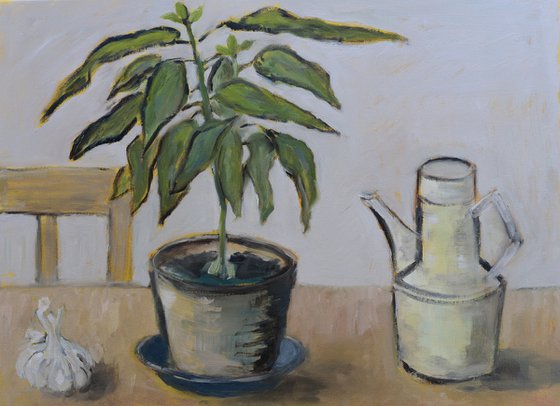 Sketch with avocado tree