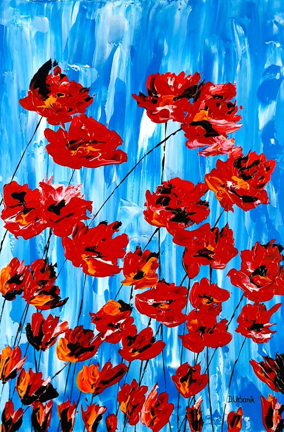 Poppies On Blue