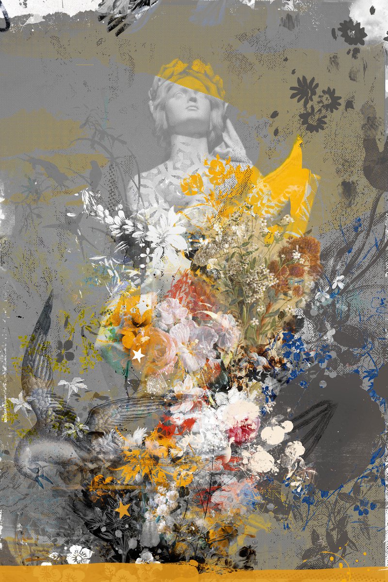 Botanical Painting By Teis Albers, 31 X 47", Line Of Fire, Original Artwork