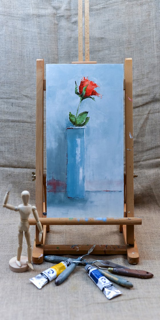 Still life with rose. Flower in vase