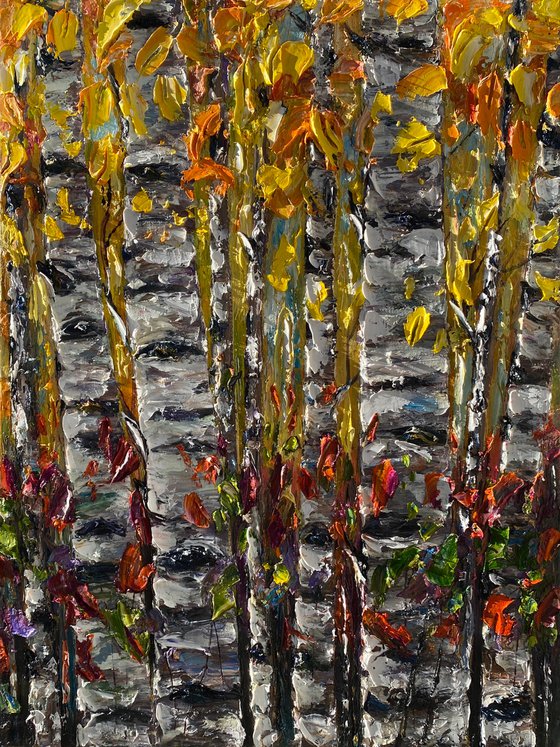 Soul With Aspen Tree Impressionist Impasto Painting