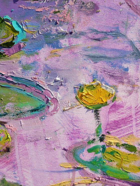 Violet water lilies | Impressionistic etude