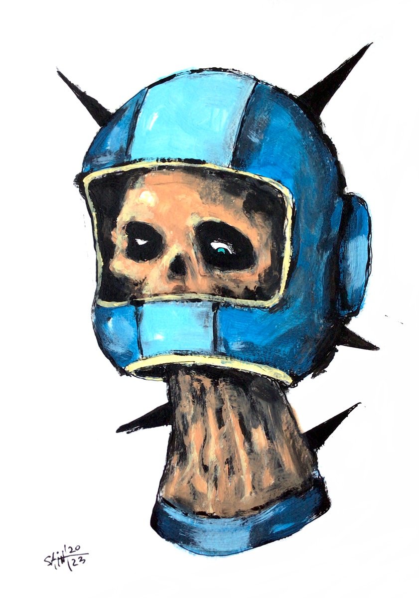 #204 Dark art cosmonaut Zombie portrait painting original art, Horror Creepy Art Brut Stra... by Ruslan Aksenov