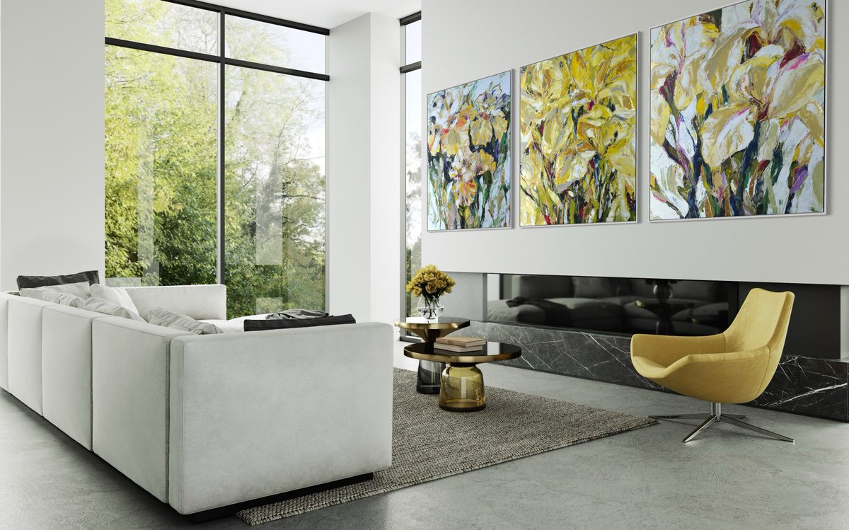 Impressionistic Botanical Acrylic Painting By Tetiana Hutsul, 118 X 47", Bloom Outlaws, Original Artwork