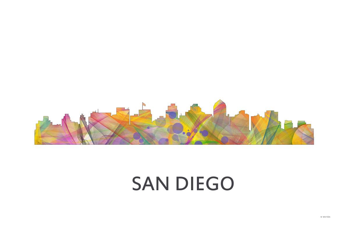 San Diego California Skyline WB1 by Marlene Watson