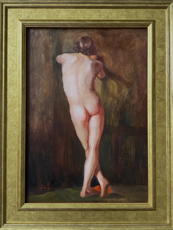Study after William Etty Male nude figure oil painting.