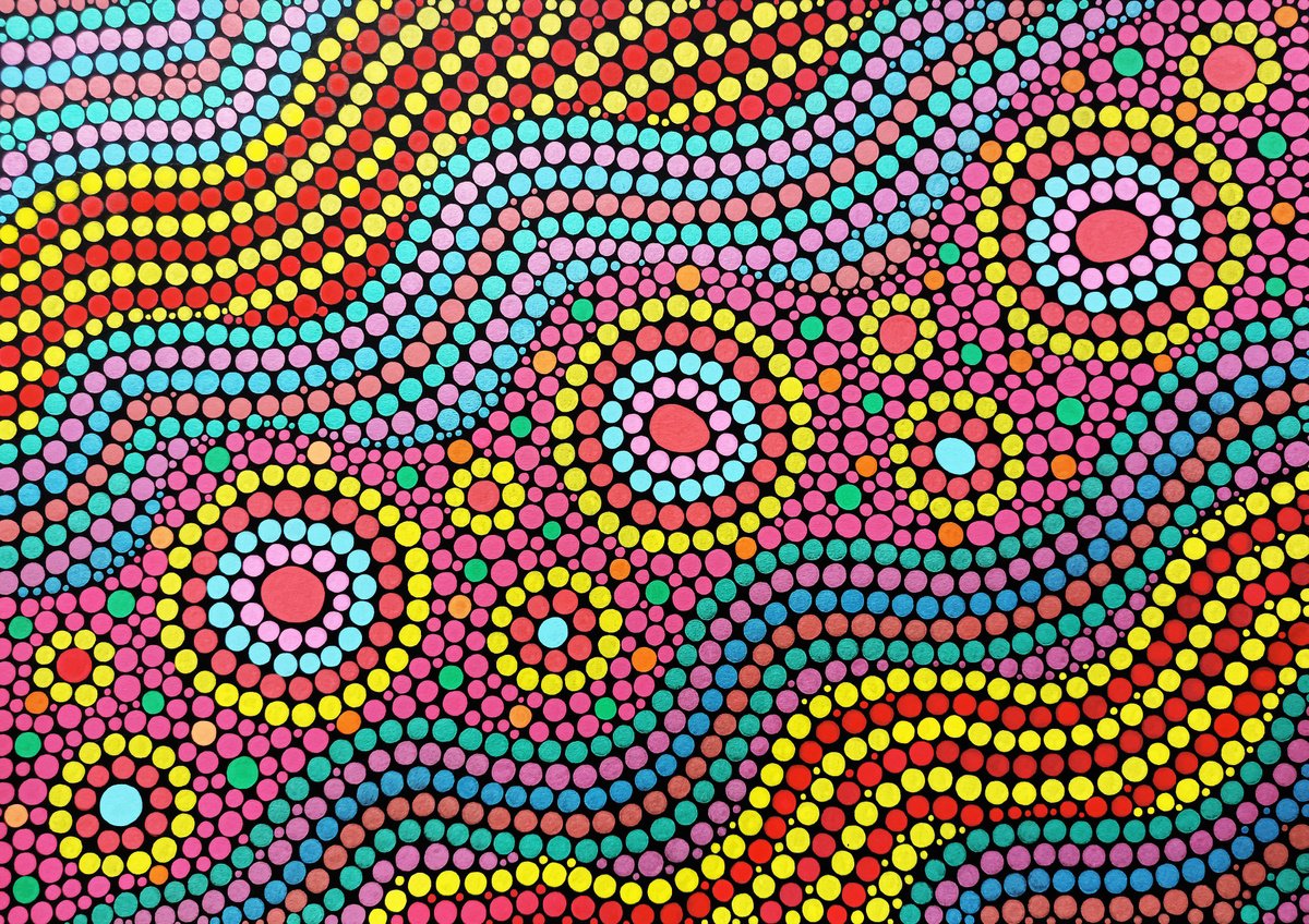 Organic Abstract Acrylic Painting By Veronika Demenko, 17 X 11", Organic Geometry N.26, Original Artwork