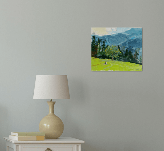 Mountains Painting Forest Original Oil Painting Oil on Canvas