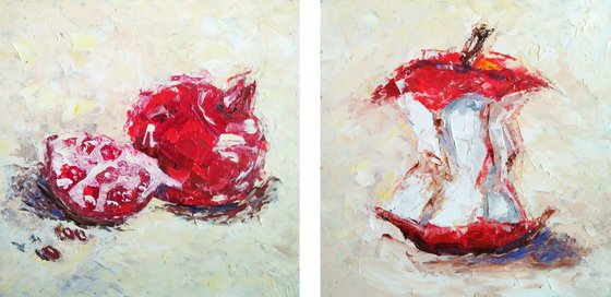 Pomegranate & apple (diptych)