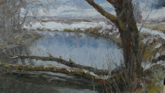 River landscape - original oil painting