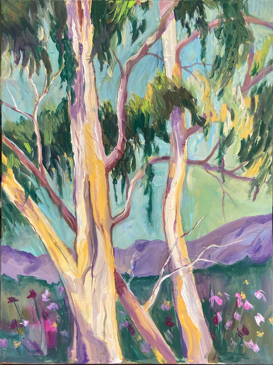 Organic Landscape Acrylic Painting By Eliry Arts, 18 X 24, Peaceful Breeze, Original Artwork