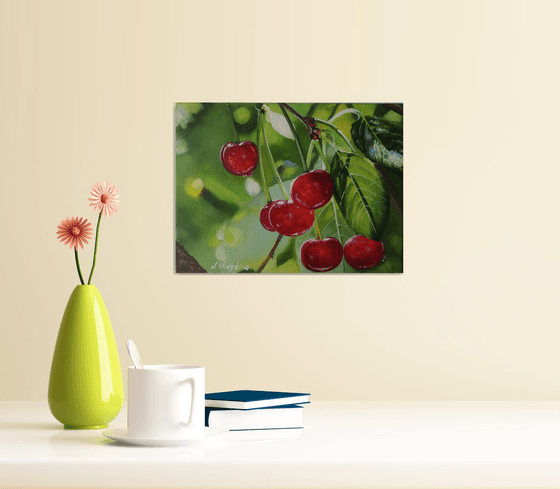 Red Cherries on Branch