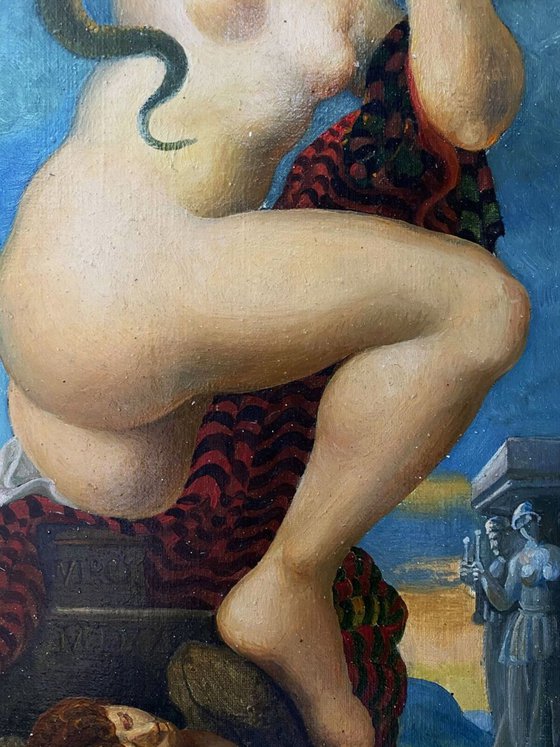 Naked girl with a snake