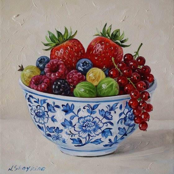 Summer Berries in Blue Bowl