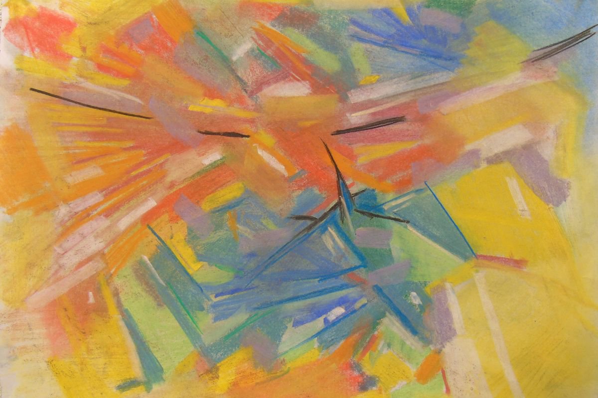 Abstract Pastel Drawing By Yuri Zelonuy, 17 X 12", Mprovisation In Color No. 22, Original Artwork