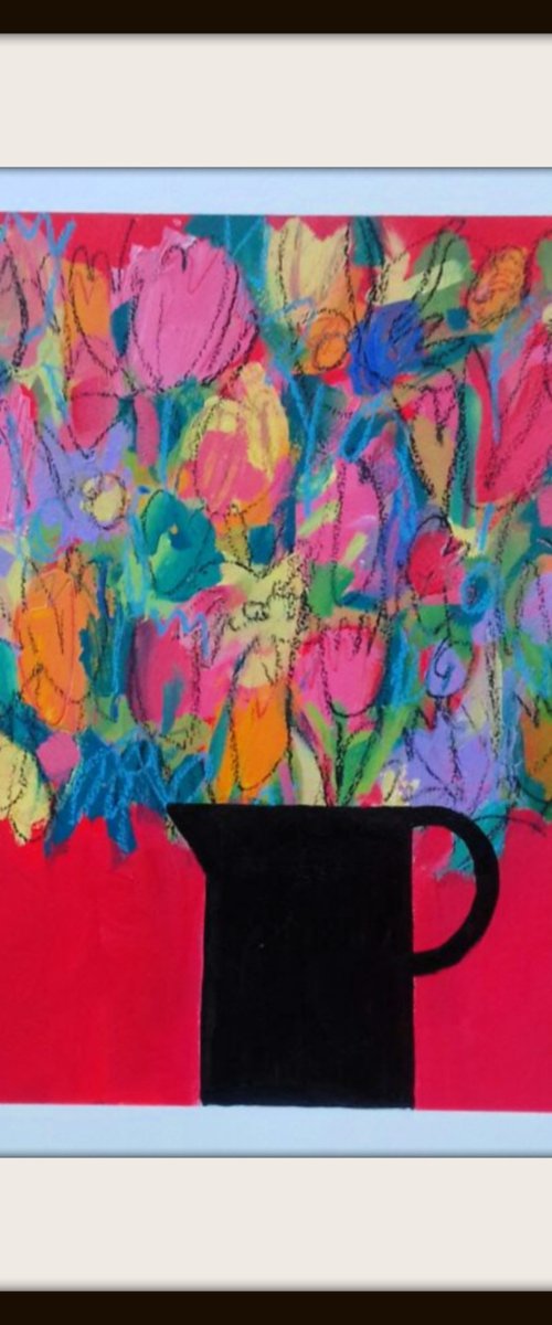 Spring Flowers on Red II by Jan Rippingham