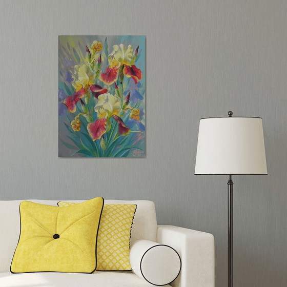 "Irises" Original painting Oil on canvas Home decor