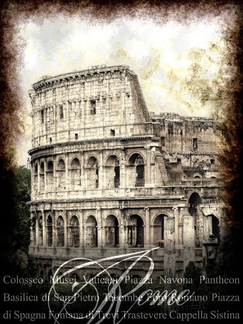 Roma Coliseum/XL large original artwork by Javier Diaz