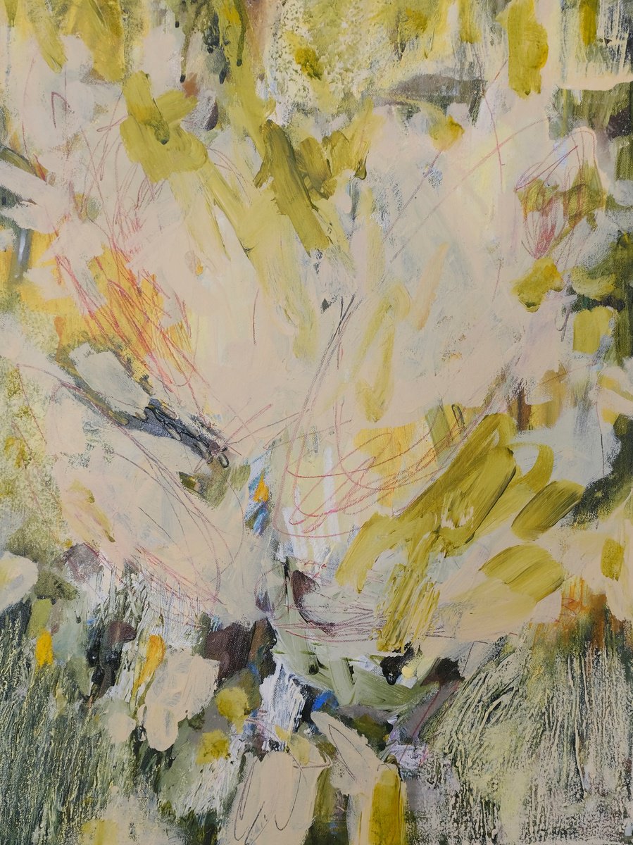 Organic Abstract Acrylic Painting By Egle Ra, 18 X 24, Stories In The Grass, Original Artwork