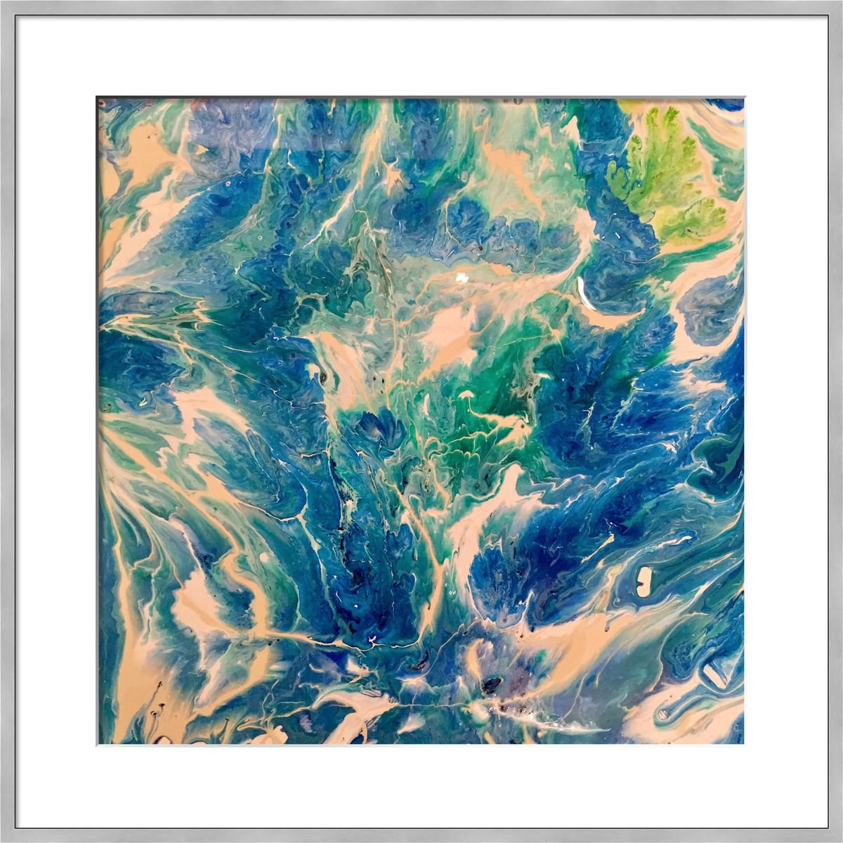 Abstract Acrylic Painting By Shabs Beigh, 20 X 20", Earth ???? From Space, Original Artwork