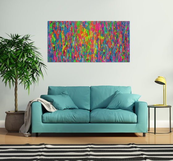 63x31.5'' Large Ready to Hang Colourful Modern Abstract Painting - XXXL Happy Gypsy Dance 12