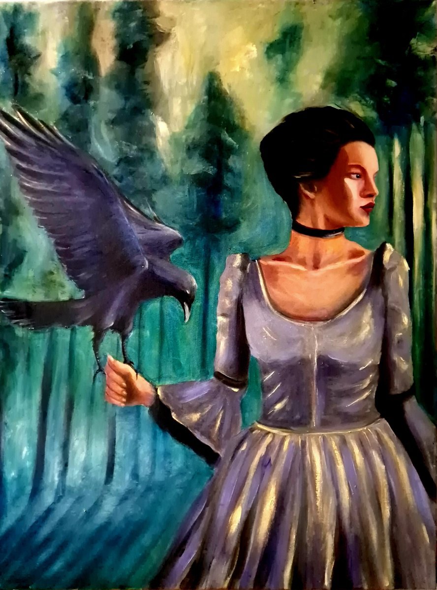 Expressive Portrait Oil Painting By Leezee Lee ( Georgiana L. Nicolae), 24 X 31", Lethe, Original Artwork