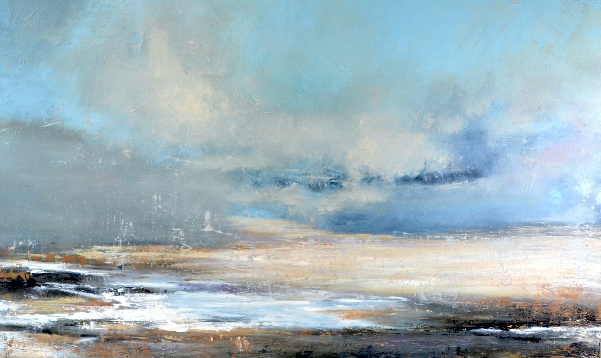 Impressionistic Landscape Acrylic Painting By Tetiana Hutsul, 61 X 37", Falling Into You Like Rain, Original Artwork