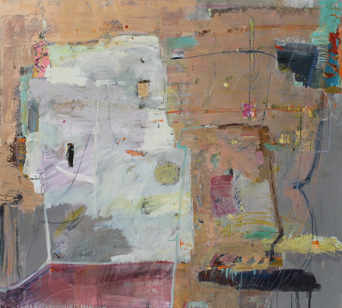 Expressive Abstract Oil Painting By Sergiy Dekalyuk, 39 X 35", Untitled, Original Artwork