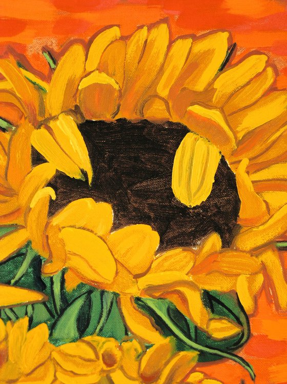 Three Sunflowers in a Vase